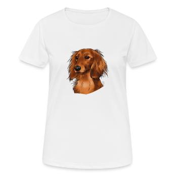 longhaired dachshund (without text) light textiles - Women's Breathable T-Shirt - white - Front - AI Model Female 172 dark (172cm)