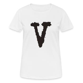 V - Frauen T-Shirt atmungsaktiv - Weiß - Vorne - AI Model Female 172 dark (172cm)