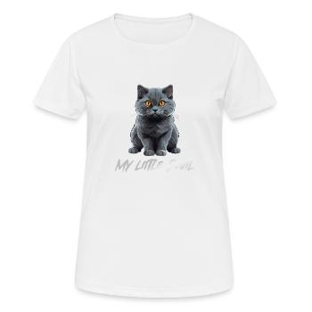 Chat Gris Mignon Mon Petit Diable - T-shirt respirant Femme - blanc - Devant - AI Model Female 172 dark (172cm)