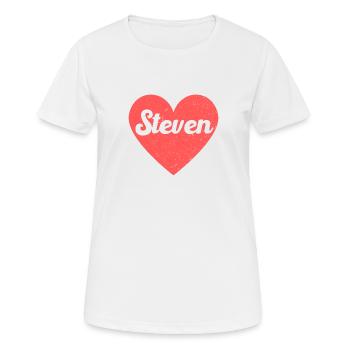 Steven Name Red Heart Love Fan Retro - Women's Breathable T-Shirt - white - Front - AI Model Female 172 dark (172cm)