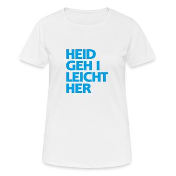 Heid geh i leicht her - Frauen T-Shirt atmungsaktiv - Weiß - Vorne - AI Model Female 172 dark (172cm)