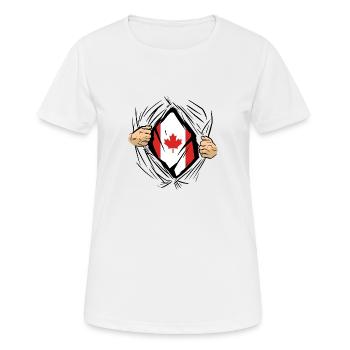 Drapeau du Canada Feuille d’érable Drapeau canadien Canada - T-shirt respirant Femme - blanc - Devant - AI Model Female 172 dark (172cm)