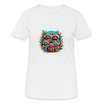 Süße liebenswerte Waschbärenfamilie - Frauen T-Shirt atmungsaktiv - Weiß - Vorne - AI Model Female 172 dark (172cm)