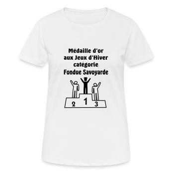 medaille d' or fondue savoyarde (au fromage) - T-shirt respirant Femme - blanc - Devant - AI Model Female 172 dark (172cm)