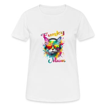 Funky Mum. birthday, mother's day. Cat - Women's Breathable T-Shirt - white - Front - AI Model Female 172 dark (172cm)