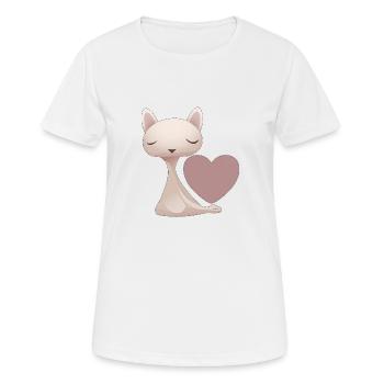 Cat Heart Love - Women's Breathable T-Shirt - white - Front - AI Model Female 172 dark (172cm)