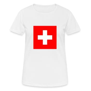Schweiz Flagge - Frauen T-Shirt atmungsaktiv - Weiß - Vorne - AI Model Female 172 dark (172cm)