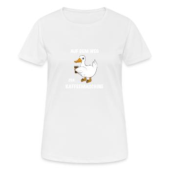 Ente Kaffee Spruch - Frauen T-Shirt atmungsaktiv - Weiß - Vorne - AI Model Female 172 dark (172cm)