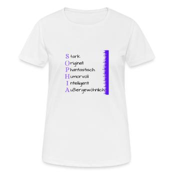 Sophia- Name und Persönlichkeit - Frauen T-Shirt atmungsaktiv - Weiß - Vorne - AI Model Female 172 dark (172cm)