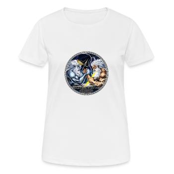 Zeus vs Poseidon Armdrücken - Frauen T-Shirt atmungsaktiv - Weiß - Vorne - AI Model Female 172 dark (172cm)