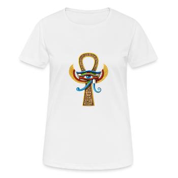 Oeil Egyptien D’Horus Ankh - T-shirt respirant Femme - blanc - Devant - AI Model Female 172 dark (172cm)