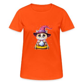 Cat Fortune Teller - Women's Breathable T-Shirt - neon orange - Front - AI Model Female 172 dark (172cm)