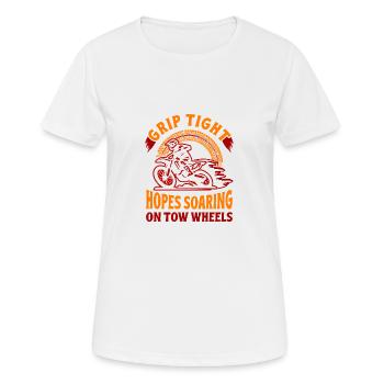 Dirt Biker Riding Hopes Soaring On Tow Wheels Dirt - Frauen T-Shirt atmungsaktiv - Weiß - Vorne - AI Model Female 172 dark (172cm)
