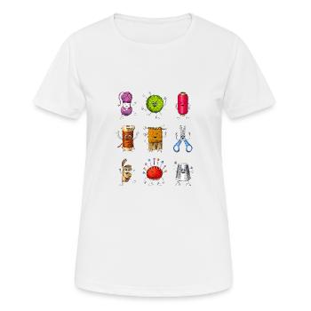 Häkel-Set - Frauen T-Shirt atmungsaktiv - Weiß - Vorne - AI Model Female 172 dark (172cm)
