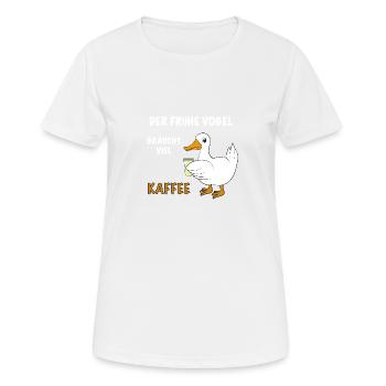 Ente Kaffee Spruch - Frauen T-Shirt atmungsaktiv - Weiß - Vorne - AI Model Female 172 dark (172cm)