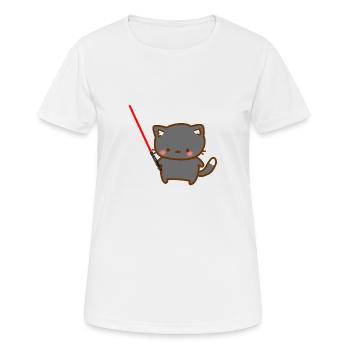 Süße Katze mit einem roten Lichtschwertern - Frauen T-Shirt atmungsaktiv - Weiß - Vorne - AI Model Female 172 dark (172cm)