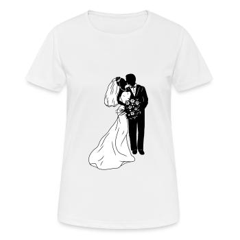 Brautpaar Braut Bräutigam Illustration Heirat - Frauen T-Shirt atmungsaktiv - Weiß - Vorne - AI Model Female 172 dark (172cm)