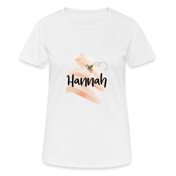 Hannah Name mit Biene und Pinselstrich Pastell - Frauen T-Shirt atmungsaktiv - Weiß - Vorne - AI Model Female 172 dark (172cm)