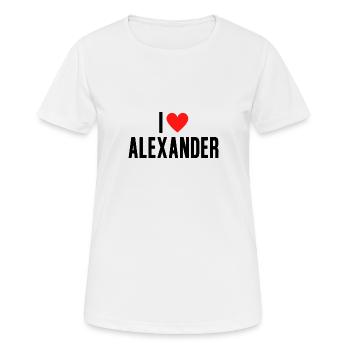 J’aime Alexander Coeur Graphique Nom Cadeau - T-shirt respirant Femme - blanc - Devant - AI Model Female 172 dark (172cm)