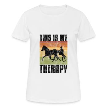Ceci est ma thérapie Trotting Harness Width Retro - T-shirt respirant Femme - blanc - Devant - AI Model Female 172 dark (172cm)
