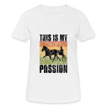 C’est ma Passion Trotting Races Retro - T-shirt respirant Femme - blanc - Devant - AI Model Female 172 dark (172cm)