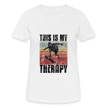 Ceci est ma thérapie Skateboard Skateboarder Skate - T-shirt respirant Femme - blanc - Devant - AI Model Female 172 dark (172cm)