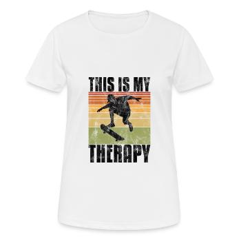 Ceci est ma thérapie Skateboard Skateboarder Skate - T-shirt respirant Femme - blanc - Devant - AI Model Female 172 dark (172cm)