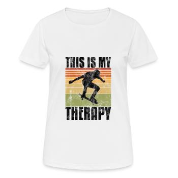 Ceci est ma thérapie Skateboard Skateboarder Skate - T-shirt respirant Femme - blanc - Devant - AI Model Female 172 dark (172cm)