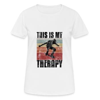 Ceci est ma thérapie Skateboard Skateboarder Skate - T-shirt respirant Femme - blanc - Devant - AI Model Female 172 dark (172cm)