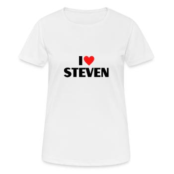 I Love Steven Red Heart Love Fan Gift - Women's Breathable T-Shirt - white - Front - AI Model Female 172 dark (172cm)