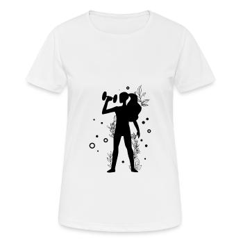 Bodybuilding Gewichtheben Fitness Workout - Frauen T-Shirt atmungsaktiv - Weiß - Vorne - AI Model Female 172 dark (172cm)