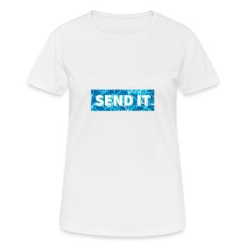 SEND IT Boxlogo - Frauen T-Shirt atmungsaktiv - Weiß - Vorne - AI Model Female 172 dark (172cm)