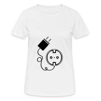 Alimentation de l’icône de la prise - T-shirt respirant Femme - blanc - Devant - AI Model Female 172 dark (172cm)