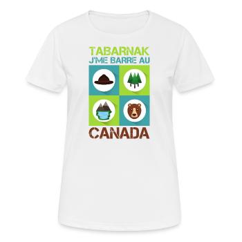 Tabarnak Je Me Barre Au Canada, Feuille D'érable - T-shirt respirant Femme - blanc - Devant - AI Model Female 172 dark (172cm)