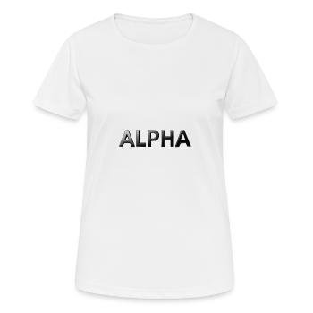 Alpha, mat, noir, typo, police - T-shirt respirant Femme - blanc - Devant - AI Model Female 172 dark (172cm)