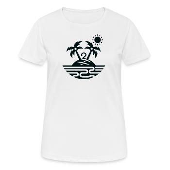Île avec 2 palmiers - T-shirt respirant Femme - blanc - Devant - AI Model Female 172 dark (172cm)