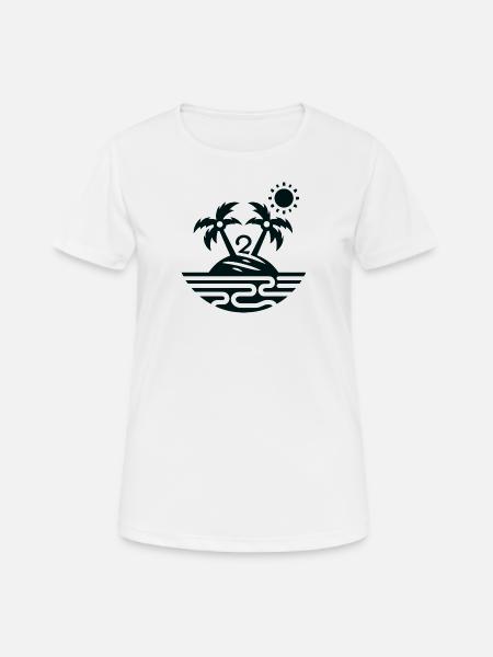 Island with 2 palm trees - Women's Breathable T-Shirt - white