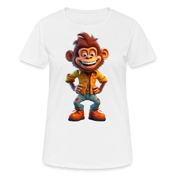 Johnny Boy the Casual Monkey - Women's Breathable T-Shirt - white - Front - AI Model Female 172 dark (172cm)