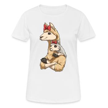 Liebevolles Lama mit Lama Kind für Lama - Frauen T-Shirt atmungsaktiv - Weiß - Vorne - AI Model Female 172 dark (172cm)