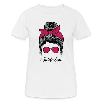 Spielerfrau Fußball Handball Volleyball Basketball - Frauen T-Shirt atmungsaktiv - Weiß - Vorne - AI Model Female 172 dark (172cm)