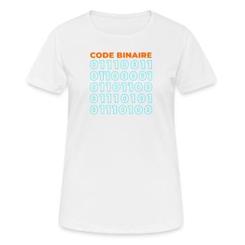 Code binaire - T-shirt respirant Femme - blanc - Devant - AI Model Female 172 dark (172cm)