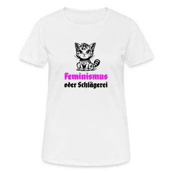 Feminismus oder Schlägerei - Frauen T-Shirt atmungsaktiv - Weiß - Vorne - AI Model Female 172 dark (172cm)