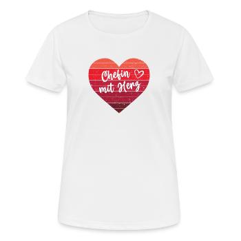 Chefin mit Herz Beste Mama Lieblingschefin - Frauen T-Shirt atmungsaktiv - Weiß - Vorne - AI Model Female 172 dark (172cm)