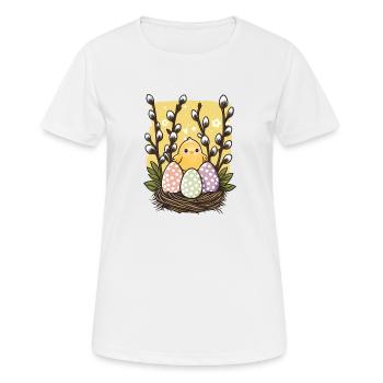 Oeufs de Pâques et brindilles de saule - T-shirt respirant Femme - blanc - Devant - AI Model Female 172 dark (172cm)
