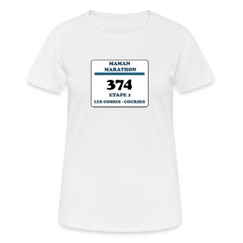 T-shirt logo Maman Marathon - T-shirt respirant Femme - blanc - Devant - AI Model Female 172 dark (172cm)