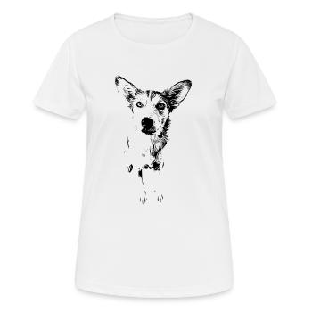 Podenco-Mischling / Hunde Design Geschenkidee - Frauen T-Shirt atmungsaktiv - Weiß - Vorne - AI Model Female 172 dark (172cm)