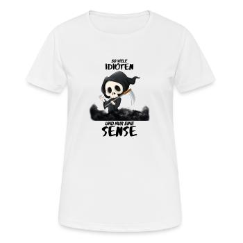 TOD - So viele IDIOTEN und nur eine SENSE - Frauen T-Shirt atmungsaktiv - Weiß - Vorne - AI Model Female 172 dark (172cm)