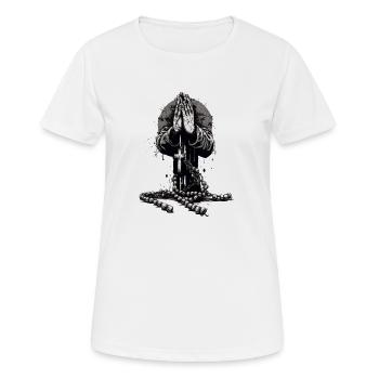Betende Hände mit Rosenkranz - Frauen T-Shirt atmungsaktiv - Weiß - Vorne - AI Model Female 172 dark (172cm)