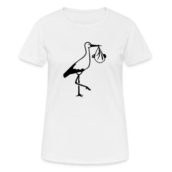 Storch - Frauen T-Shirt atmungsaktiv - Weiß - Vorne - AI Model Female 172 dark (172cm)