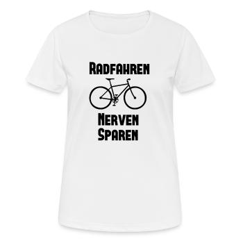 Radfahren Nerven Sparen - Frauen T-Shirt atmungsaktiv - Weiß - Vorne - AI Model Female 172 dark (172cm)